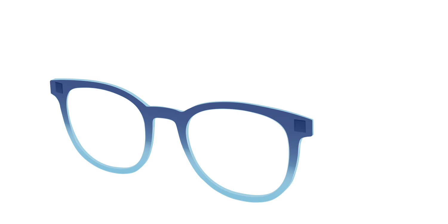 The Indigo to Sky Blue Gradient Crystal - Angle Top Image - Pair Eyewear